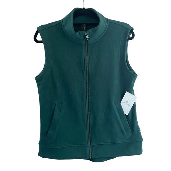 NWT-SOUL+SKY VELOUR FLEECE VEST IN RAINFOREST GREEN FULL ZIP POCKETS MEDIUM - Picture 2 of 15